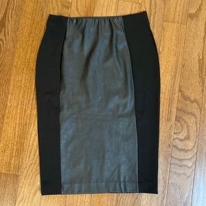 Black faux leather pencil skirt